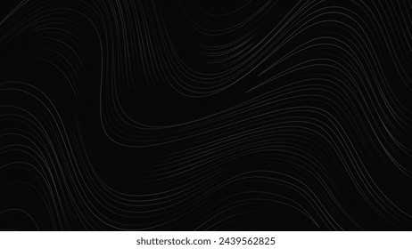 Black background, Abstract lines wave design. Vector illustration 