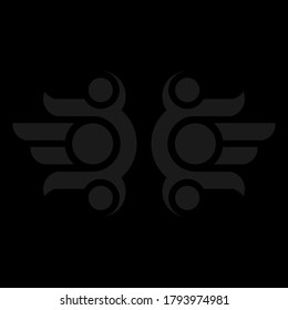 Black Background, Abstract object, Wings