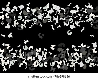 Black background. Abstract print pattern. Vector illustration for celebration, party, holiday, invitation and Your project. Chaotic Decor. Modern Creative Style.