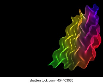 Black background with abstract rainbow lines, vector illustration