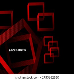 Black background abstract with red line  vector 