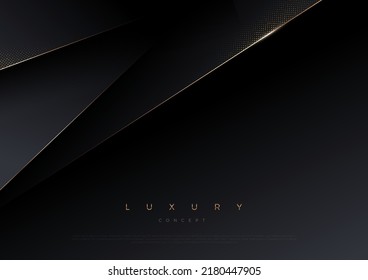 Schwarzer Hintergrund mit abstrakter Form. Minimal luxuriöses Template-Design mit goldenem Halbton. Vektorgrafik,