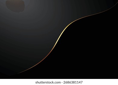black background with abstract simple curve gold lines
