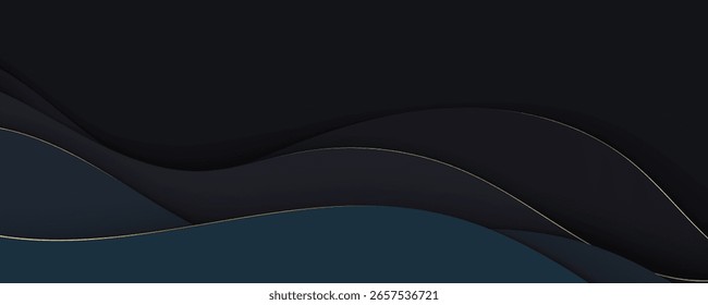 Fondo negro con diseño abstracto de la onda y modelo moderno del Vector