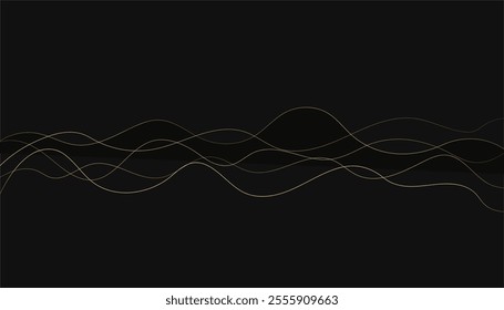 Black background with abstract waves, hand-drawn