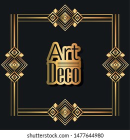 black background art deco frames