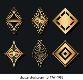 black background art deco frames