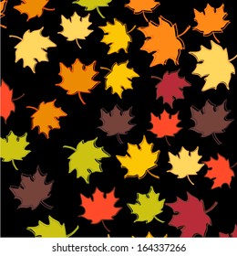 Black background with autumn leaves