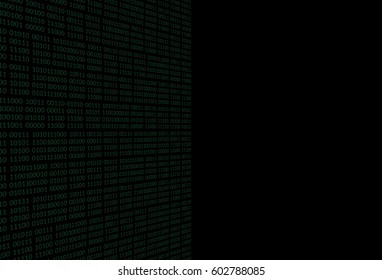 Black background with a binary flow. Vector illustration
