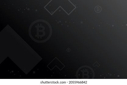 black background, Bitcoin crypto currency illustration vector for page, logo, card, banner, web and printing.