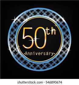 black background and blue circle 50th anniversary for business and various event