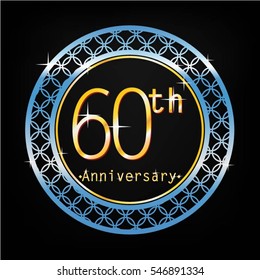 black background and blue circle 60th anniversary for business and various event