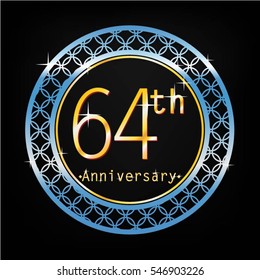 black background and blue circle 64th anniversary for business and various event