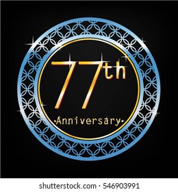 black background and blue circle 77th anniversary for business and various event