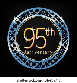 black background and blue circle 95th anniversary for business and various event