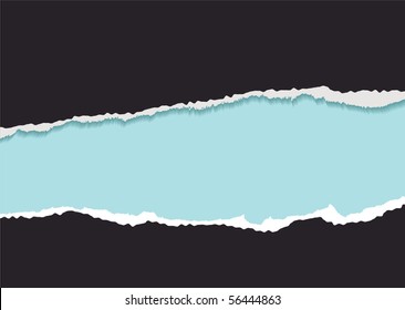 Black Background With Blue Copyspace And Torn Paper Edge