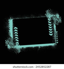 Black background with blue ink blots square frame