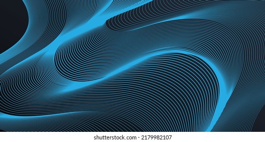 Fondo negro y onda de línea azul