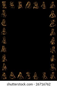black background with a border of gold colered chinese