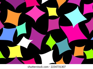 black background with bright multicolored seamless abstract pattern Of Rhomb. colored geometric figures on a black background. vector background illustration. print for fabric, jackets,t-shirt