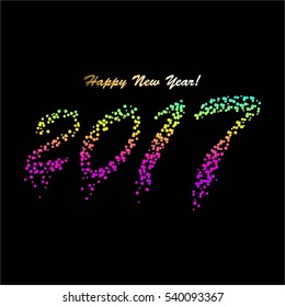 Black background. Bright sparkles. Happy New Year 2017!