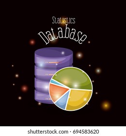 black background with brightness of colorful statistics data base vector illustration