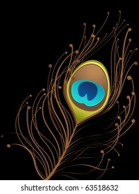 black background with brown peacock feather