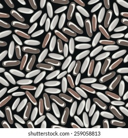 black background with brown and white rice