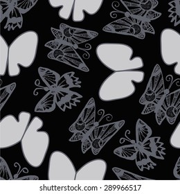 black background with butterflies