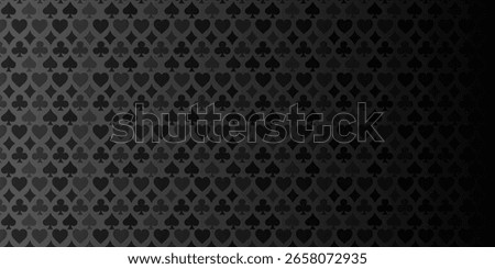 Black background with card suits. Picture spades, hearts, diamonds, clubs. Background for gambling, casino advertising Vector illustration eps10.