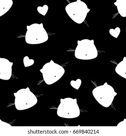 black Background with cats Ideal for wallpaper, wrapping paper, textiles, packaging design.