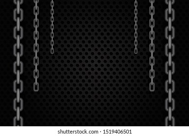 black background with chain. horror and dark wallpaper in prison for Halloween day vector illustration eps.10