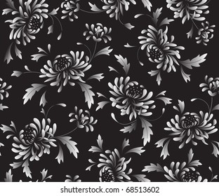 fondo negro con crisantemos