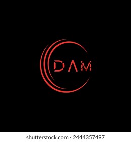 a black background with a circle and the word " dam " on it.