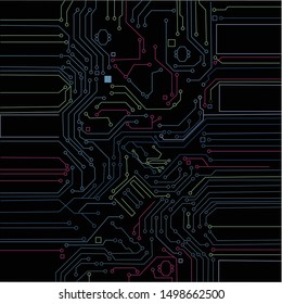 black background, circuit pattern design technology and gamer concept - Vector