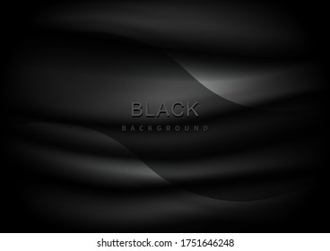 Fondo negro con tela o ondas líquidas. Ilustración del vector