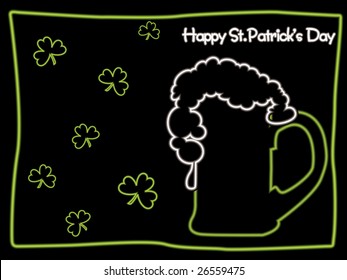 black background with clover and mug illustration