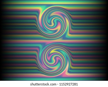 Black background with colored, iridescent twisted lines, neon effekt, glow