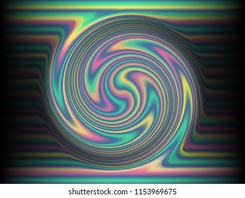 Black background with colored, iridescent twisted lines, neon effekt, glow