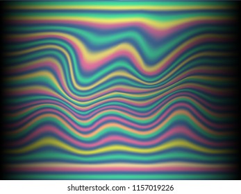 Black background with colored, iridescent twisted lines, neon effekt, glow. Neon modern stripes on a black background.