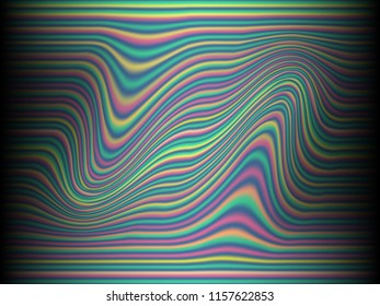 Black background with colored, iridescent twisted lines, neon effekt, glow