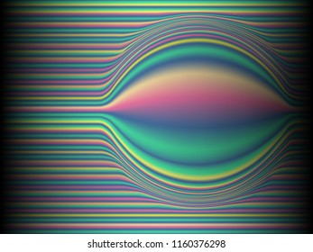 Black background with colored, iridescent twisted lines, neon effekt, glow