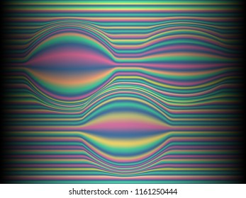 Black background with colored, iridescent twisted lines, neon effekt, glow