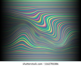 Black background with colored, iridescent twisted lines, neon effekt, glow