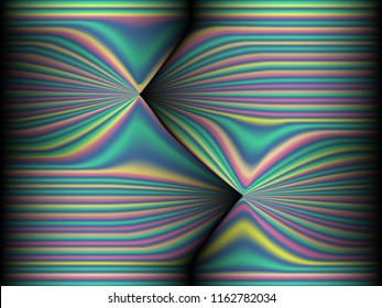 Black background with colored, iridescent twisted lines, neon effekt, glow