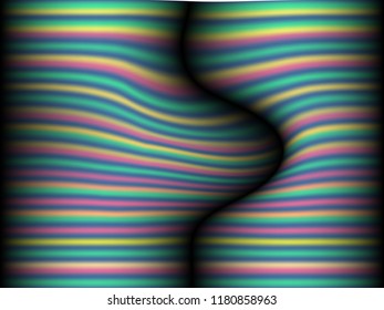 Black background with colored, iridescent twisted lines, neon effekt, glow