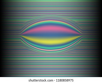 Black background with colored, iridescent twisted lines, neon effekt, glow