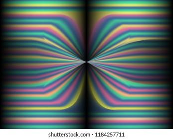 Black background with colored, iridescent twisted lines, neon effekt, glow