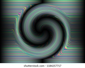 Black background with colored, iridescent twisted lines, neon effekt, glow