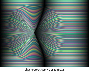 Black background with colored, iridescent twisted lines, neon effekt, glow